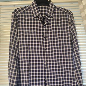 State and Liberty Men's work shirt, size Medium blue and purple